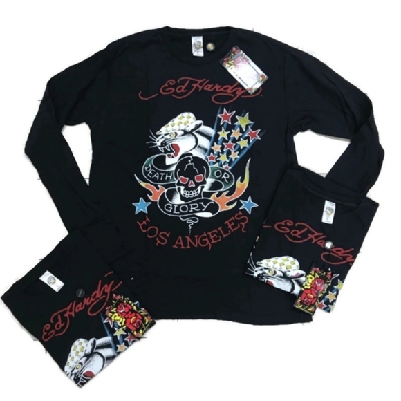 Ed Hardy Tops - NWT Ed Hardy Unisex Black Long Sleeve Shirt.